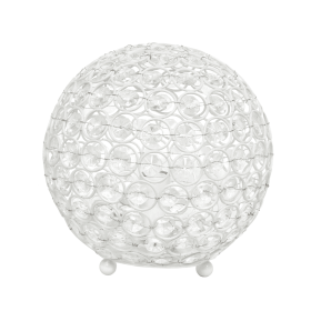 Lalia Home Elipse Medium Contemporary Metal Crystal Round Sphere Glamourous Orb Table Lamp (Color: White, size: 8")