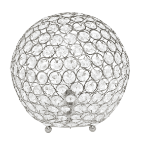 Lalia Home Elipse Medium Contemporary Metal Crystal Round Sphere Glamourous Orb Table Lamp (Color: Chrome, size: 10")