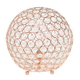 Lalia Home Elipse Medium Contemporary Metal Crystal Round Sphere Glamourous Orb Table Lamp (Color: Rose Gold, size: 10")