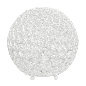 Lalia Home Elipse Medium Contemporary Metal Crystal Round Sphere Glamourous Orb Table Lamp (Color: White, size: 10")