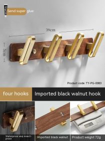 Light Luxury Solid Wood Clothes Hook Wall-mounted Aluminum Alloy (Option: Brushed Gold 4 Hooks)