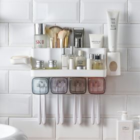 Toothbrush Holder Bathroom Shelving Hole-free Suction Wall (Option: Soap box-2 Style)