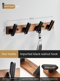 Light Luxury Solid Wood Clothes Hook Wall-mounted Aluminum Alloy (Option: Black 4 Hooks)