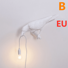 Creative Auspicious Bird Resin Wall Lamp Decoration (Option: White-B-EU)