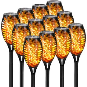 4/8/12pcs/pack Solar Outdoor Lights, 12LED Solar Torch Lights With Flickering Flame For Garden Decor (Color: Yellow Light, size: 12pcs)