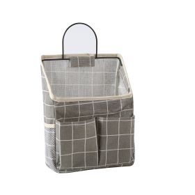 1pc Hanging Storage Bag; Wall Hanging Organiser Basket With Bathroom Pocket; Bedroom; Kitchen; Dormitory Dormitory; Essentials; RV Storage And Organiz (Color: Gray Check, quantity: 1)