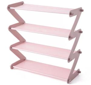 Household Multilayer Shoe Cabinet Simple Dormitory Shoe Shelf Storage Artifact (Color: Pink)