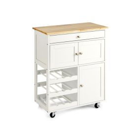 Mobile Kitchen Cart Trolley Cart Storage Cabinet W/Shelf (Color: White, Type: Style B)