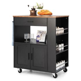 Rolling Storage Cabinet Kitchen Cart For Home And Bar Commercial Usage (Color: Black, Type: Kitchen Cart)