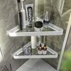 Corner Shower Shelves Glass Bathroom Corner Organizer Shelf Adhesive and Drill Mounted Shower Caddies Shampoo Holder Rust Free Glass Bathroom Shelves