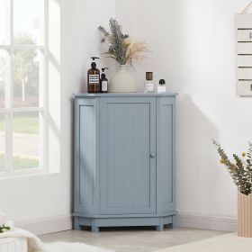 Bathroom Cabinet Triangle Corner Storage Cabinet with Shelf Modern Style MDF Board (Color: Blue)