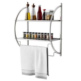 2-Tier Wall Mount Shower Organizer Towel Storage Rack (Color: as show)