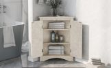 Triangle Bathroom Storage Cabinet with Adjustable Shelves;  Freestanding Floor Cabinet for Home Kitchen