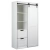 71-inch High wardrobe and cabinet, Clothes Locker, classic sliding barn door armoscope, locker, organizer for bedroom, cloakroom, living room