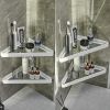 Corner Shower Shelves Glass Bathroom Corner Organizer Shelf Adhesive and Drill Mounted Shower Caddies Shampoo Holder Rust Free Glass Bathroom Shelves