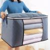 1pc Large Capacity Clothes Storage Bag Organizer With Reinforced Handle Thick Fabric For Comforters, Blankets, Bedding, Foldable With Sturdy Zipper, C