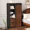 71-inch High wardrobe and cabinet, Clothes Locker, classic sliding barn door armoscope, locker, organizer for bedroom, cloakroom, living room