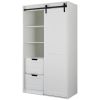 71-inch High wardrobe and cabinet, Clothes Locker, classic sliding barn door armoscope, locker, organizer for bedroom, cloakroom, living room