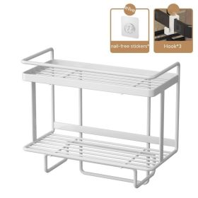 Wall Mounted Punch-free Bathroom Rack (Option: White Double Layer)