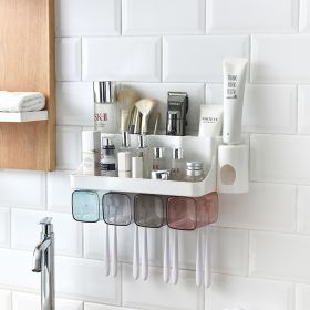 Toothbrush Holder Bathroom Shelving Hole-free Suction Wall (Option: Without-6 Style)